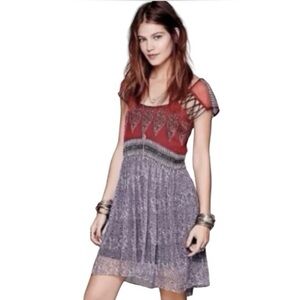 Free People Boho Paisley Leopard Print Tunic Dress - Women’s Size XS